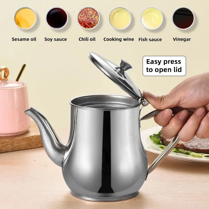 Stainless Steel Kettle Oil Filter Pot, Oil Skimmer Jug, Oil Filter Kettle, Portable Oil Strainer Pot, Cooking Oil Tank With Filter, Oil Dispenser Pot With Removable Filter, Storage Can For Kitchen Stainless Steel Kettle Oil Filter Pot, Oil Skimmer Jug, Oil Filter Kettle, Portable Oil Strainer Pot, Cooking Oil Tank With Filter, Oil Dispenser Pot With Removable Filter, Storage Can For Kitchen